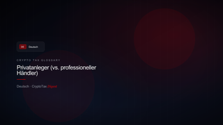 Privatanleger (vs. professioneller Händler) — crypto tax glossary (DE)