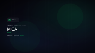 MiCA — crypto tax glossary (IT)