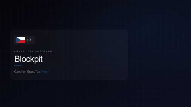 Blockpit — crypto tax software (Czechia)