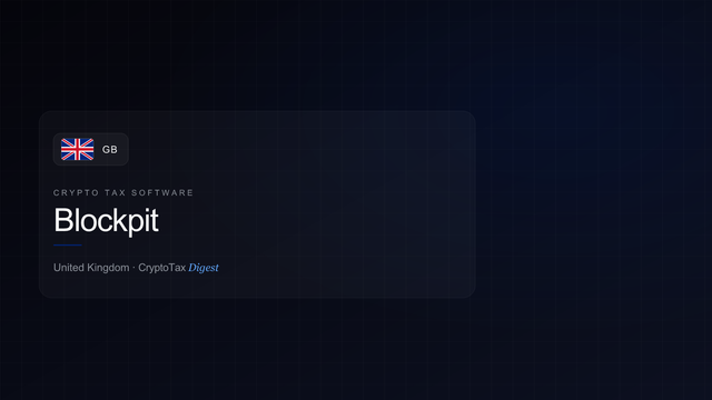 Blockpit — crypto tax software (United Kingdom)